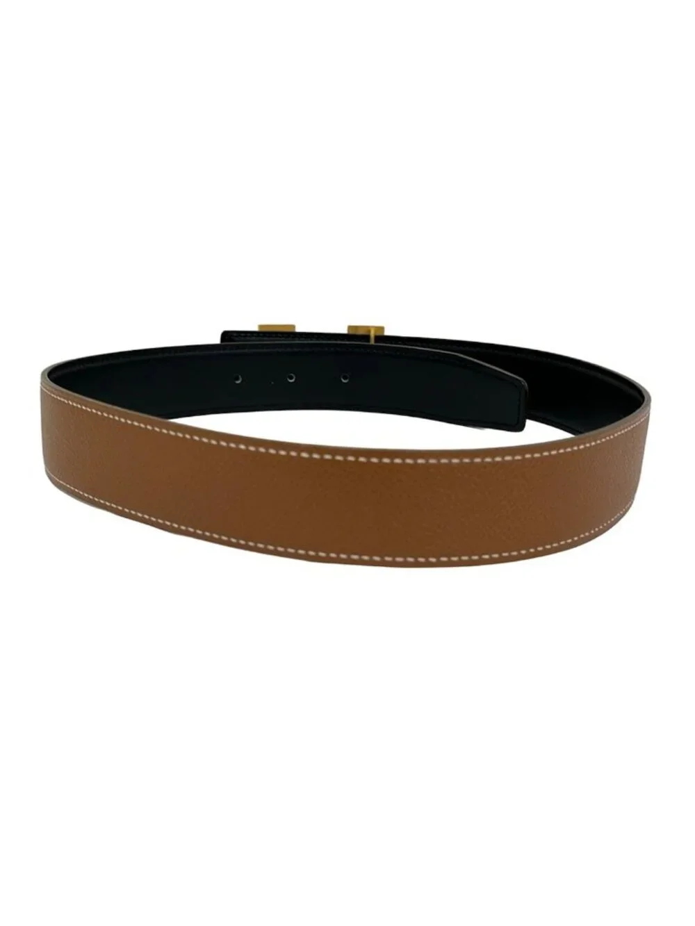 Hermes Belt 65 H Brown Black Gold Leather